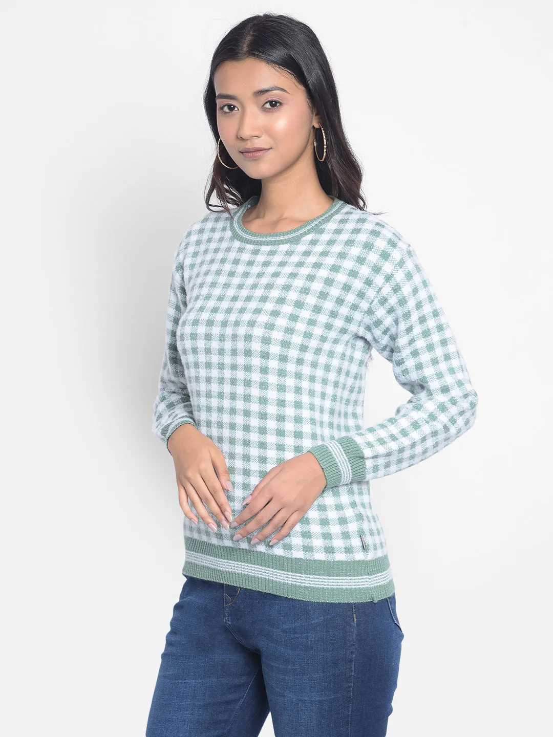 Green Checked Sweaters