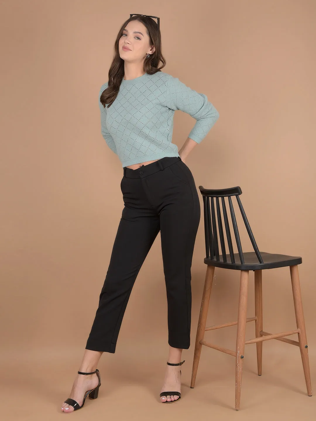 Green Crop Length Sweaters