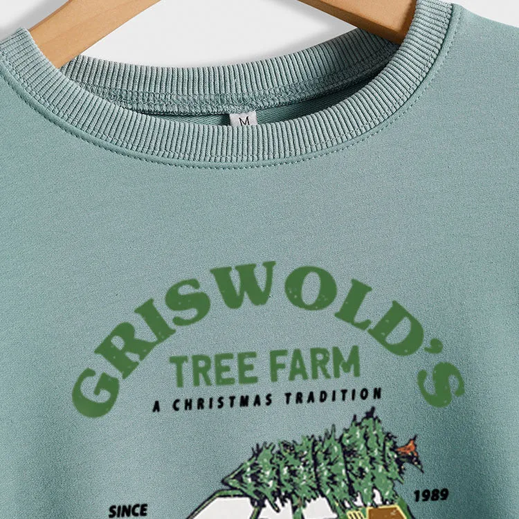 GRISWOLD'S TREE FARM Letter Christmas Loose Sweater Long Sleeve Woman