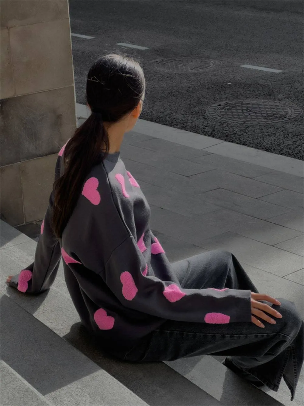 Heart Knit Sweatshirt