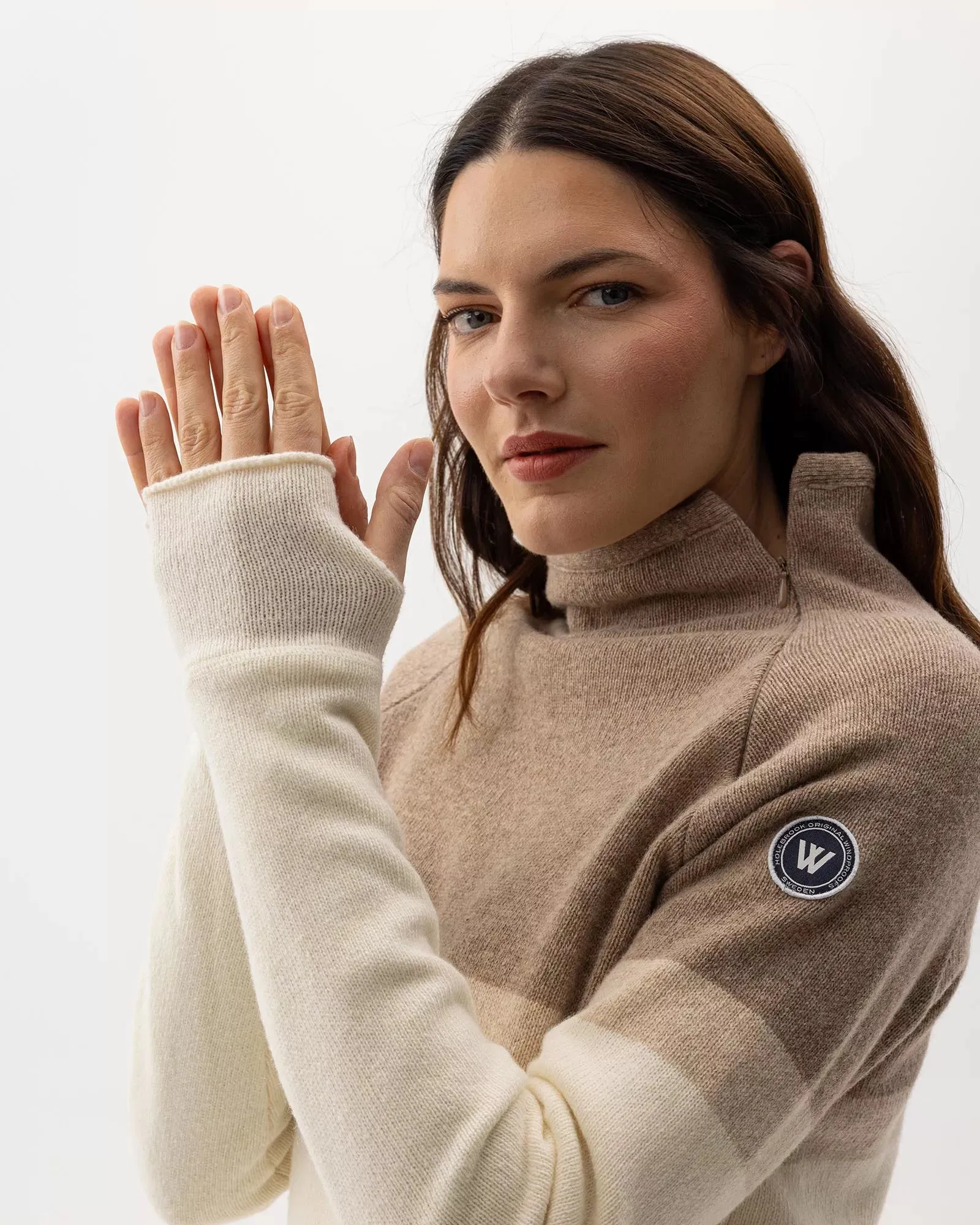 Holebrook Martina Windproof Sweater Khaki/Off White