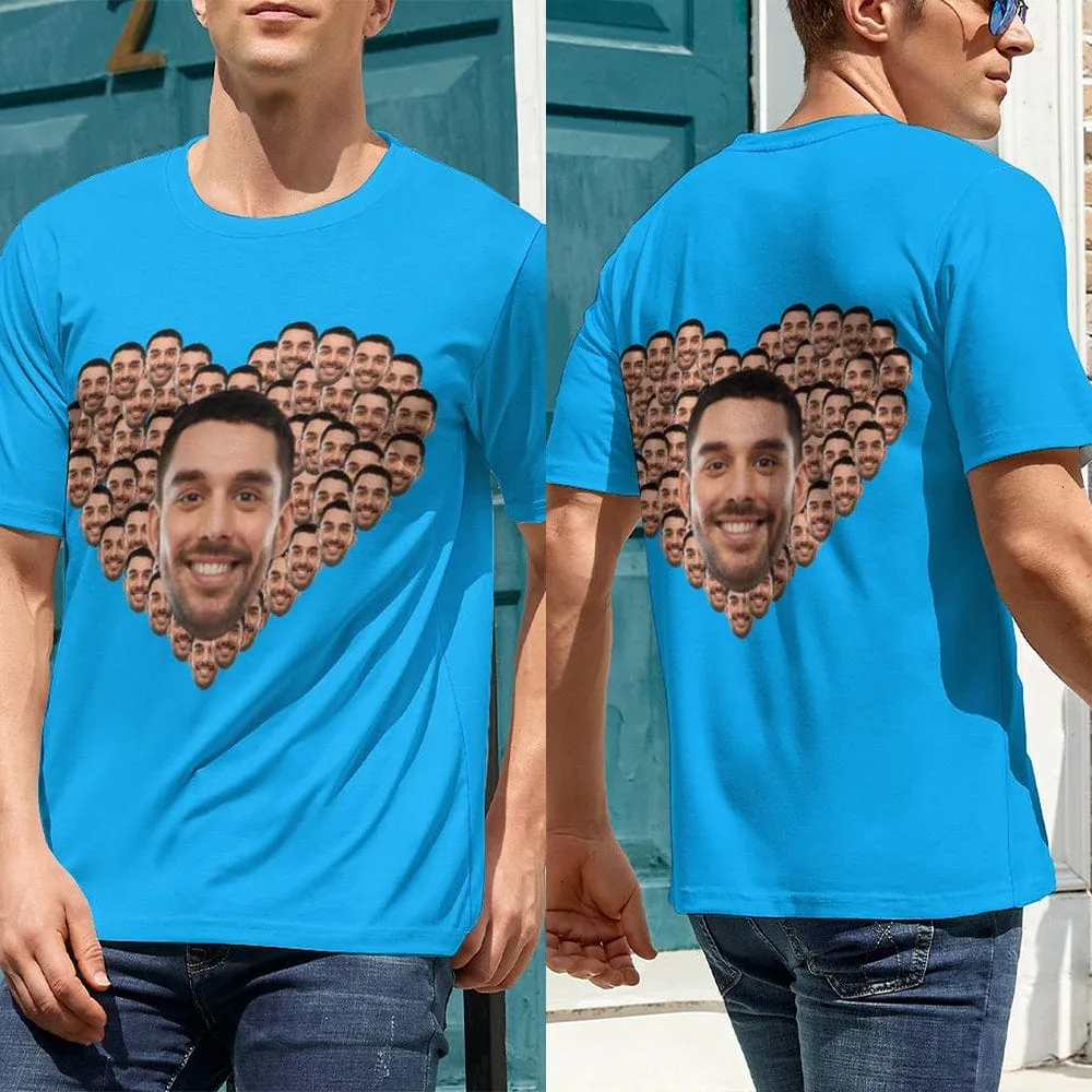 [Hot Sale] 50% Off-Custom Husband Face Heart Shape Shirts Personalized Women's All Over Print T-shirt Gift for Her