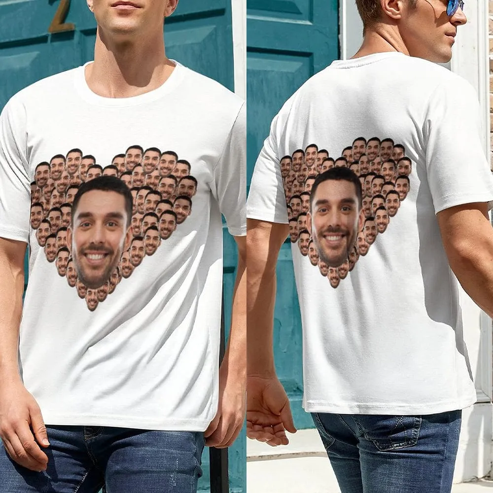 [Hot Sale] 50% Off-Custom Husband Face Heart Shape Shirts Personalized Women's All Over Print T-shirt Gift for Her