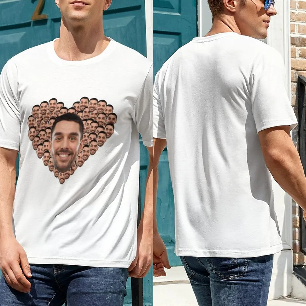 [Hot Sale] 50% Off-Custom Husband Face Heart Shape Shirts Personalized Women's All Over Print T-shirt Gift for Her