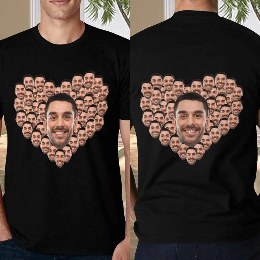 [Hot Sale] 50% Off-Custom Husband Face Heart Shape Shirts Personalized Women's All Over Print T-shirt Gift for Her