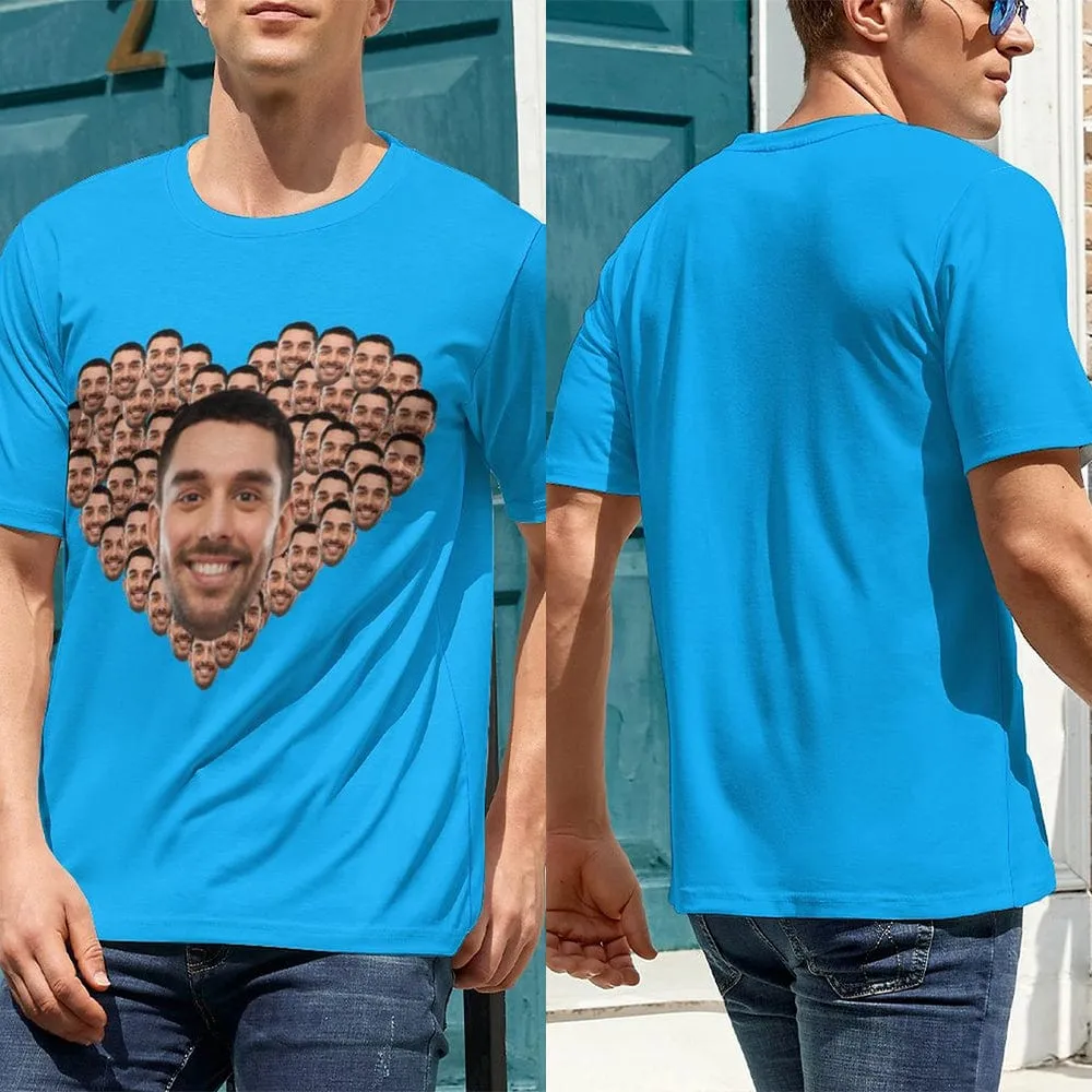 [Hot Sale] 50% Off-Custom Husband Face Heart Shape Shirts Personalized Women's All Over Print T-shirt Gift for Her