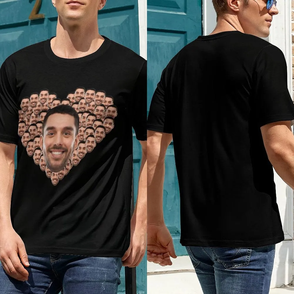 [Hot Sale] 50% Off-Custom Husband Face Heart Shape Shirts Personalized Women's All Over Print T-shirt Gift for Her