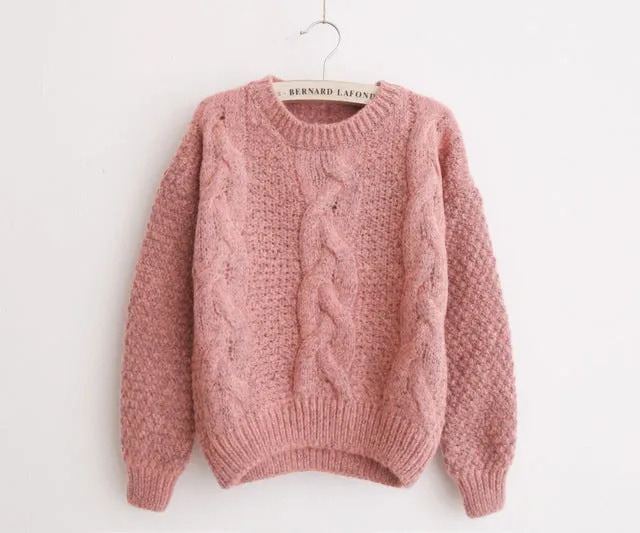 H.SA Women Sweaters Warm Pullover and Jumpers Crewneck Mohair