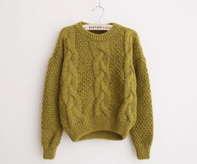 H.SA Women Sweaters Warm Pullover and Jumpers Crewneck Mohair