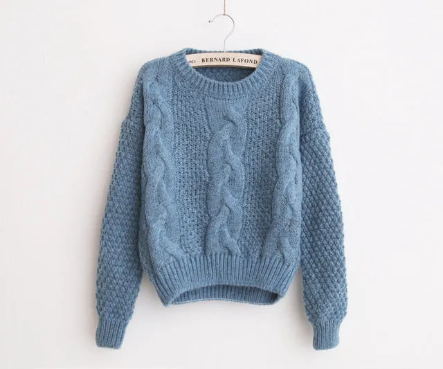 H.SA Women Sweaters Warm Pullover and Jumpers Crewneck Mohair