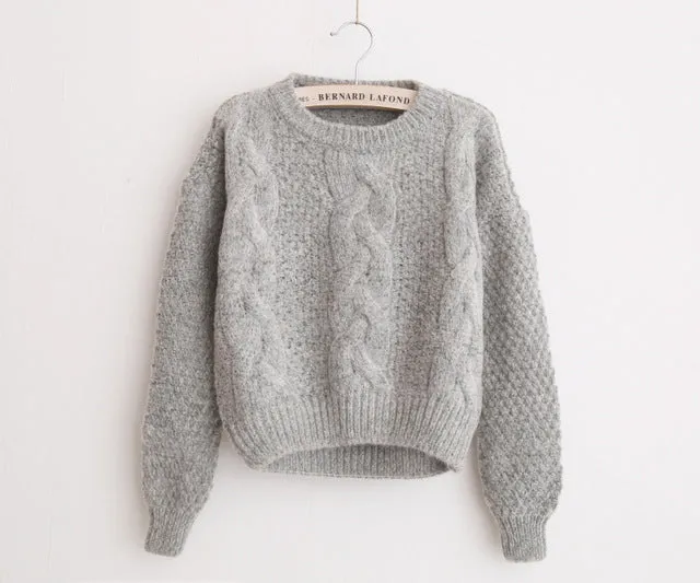 H.SA Women Sweaters Warm Pullover and Jumpers Crewneck Mohair