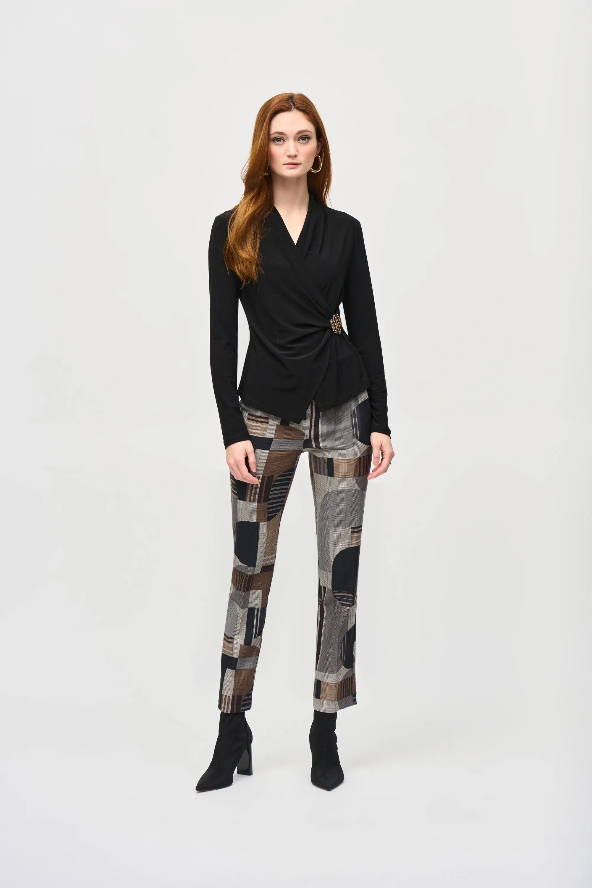 Joseph Ribkoff Women's Jacquard Abstract Print Straight Pull-On Pants