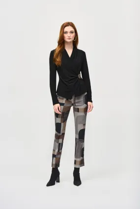 Joseph Ribkoff Women's Jacquard Abstract Print Straight Pull-On Pants