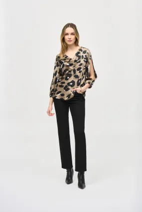 Joseph Ribkoff Women's Satin Animal Print Top