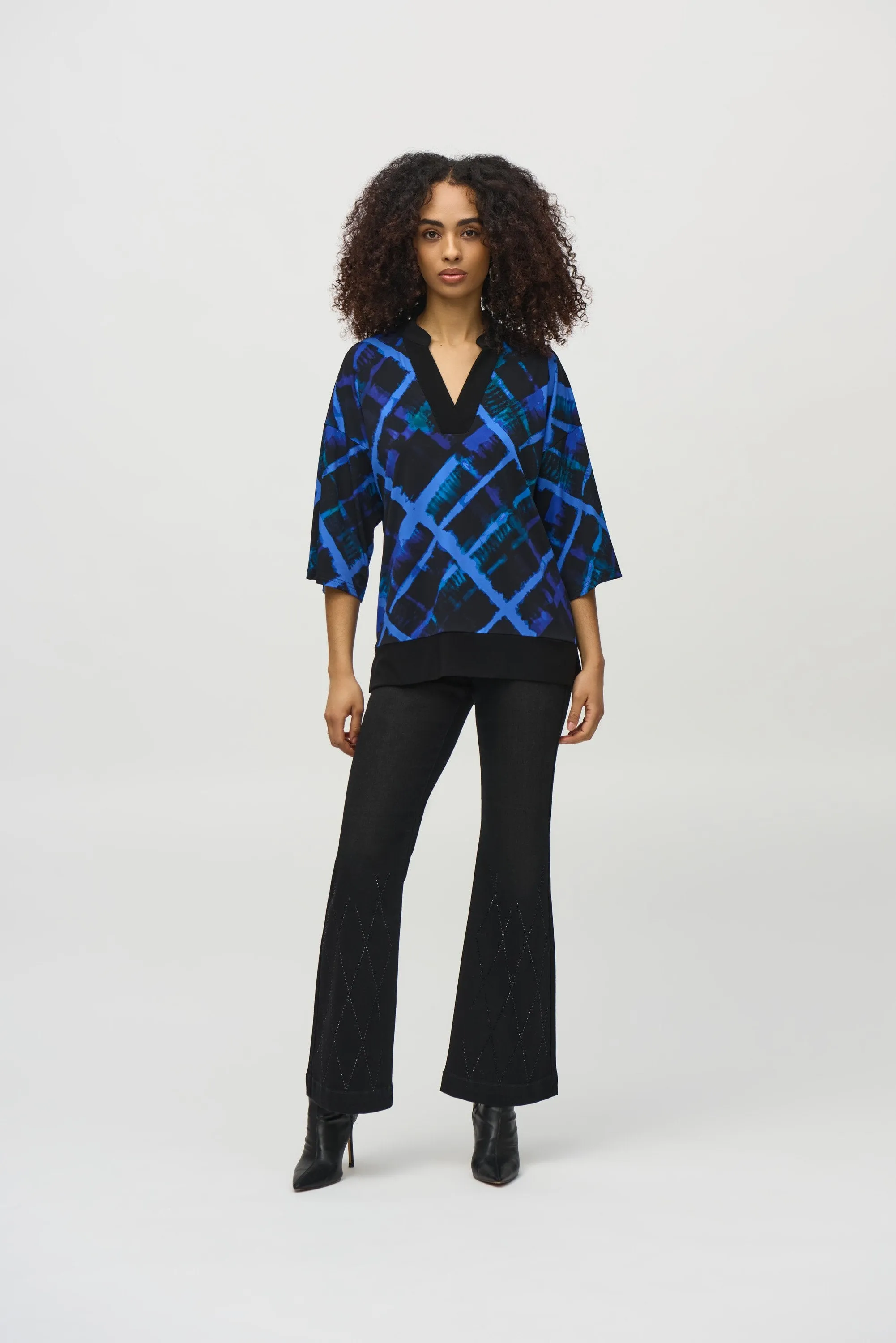 Joseph Ribkoff Women's Silky Knit Abstract Print Boxy Top