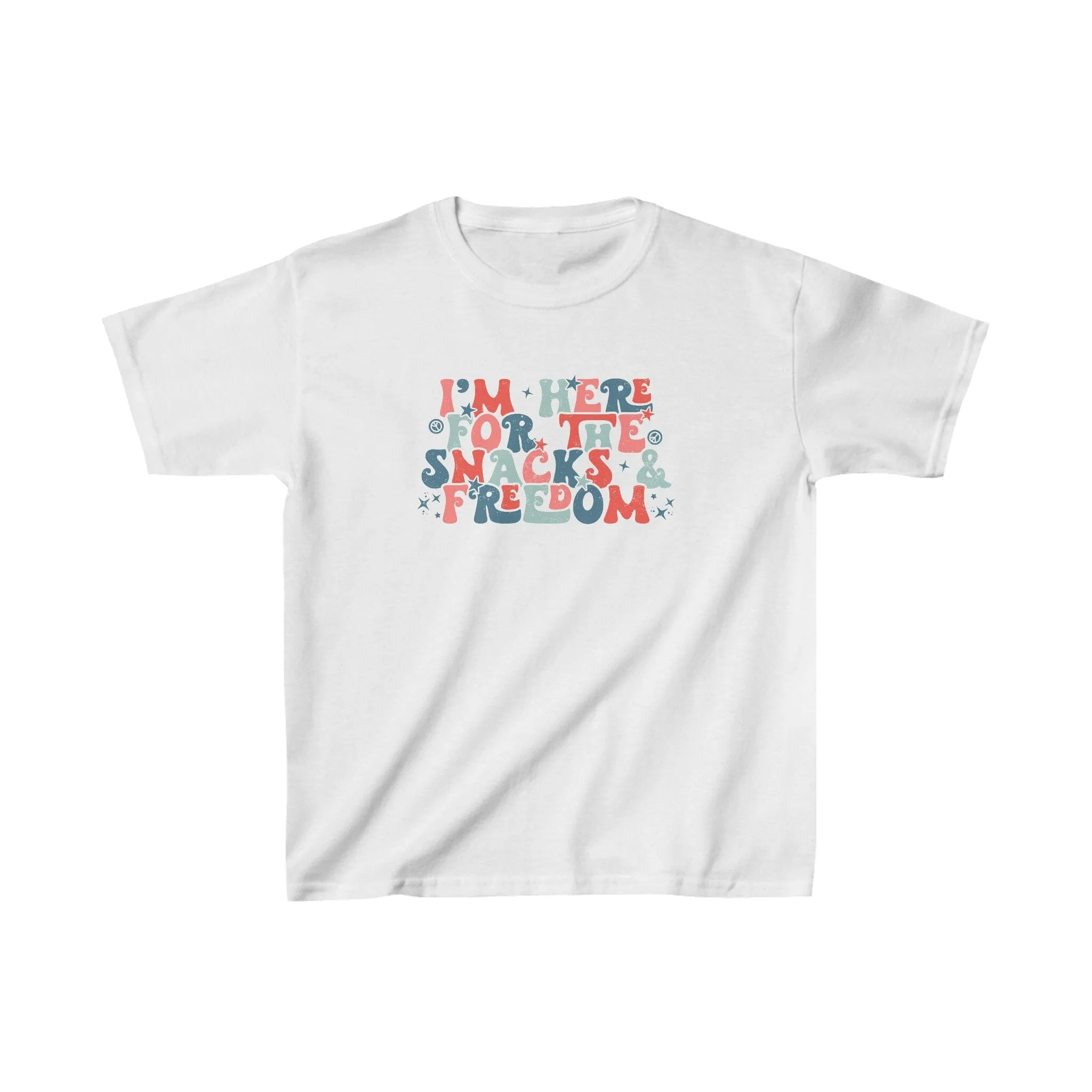 Just Here for the Snacks & Freedom Kids Graphic T-Shirt - 4 Colors