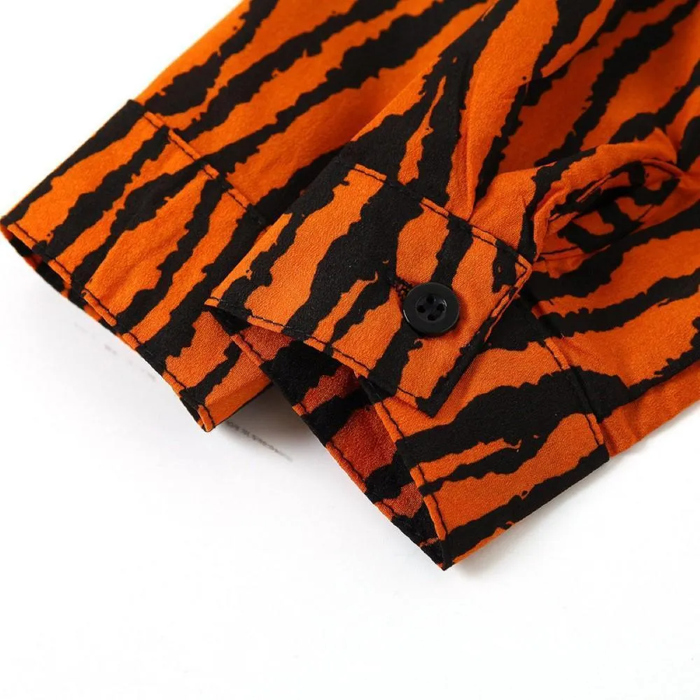 Kid Boys Tiger Pattern Lapel Shirt Little Boy T Shirts