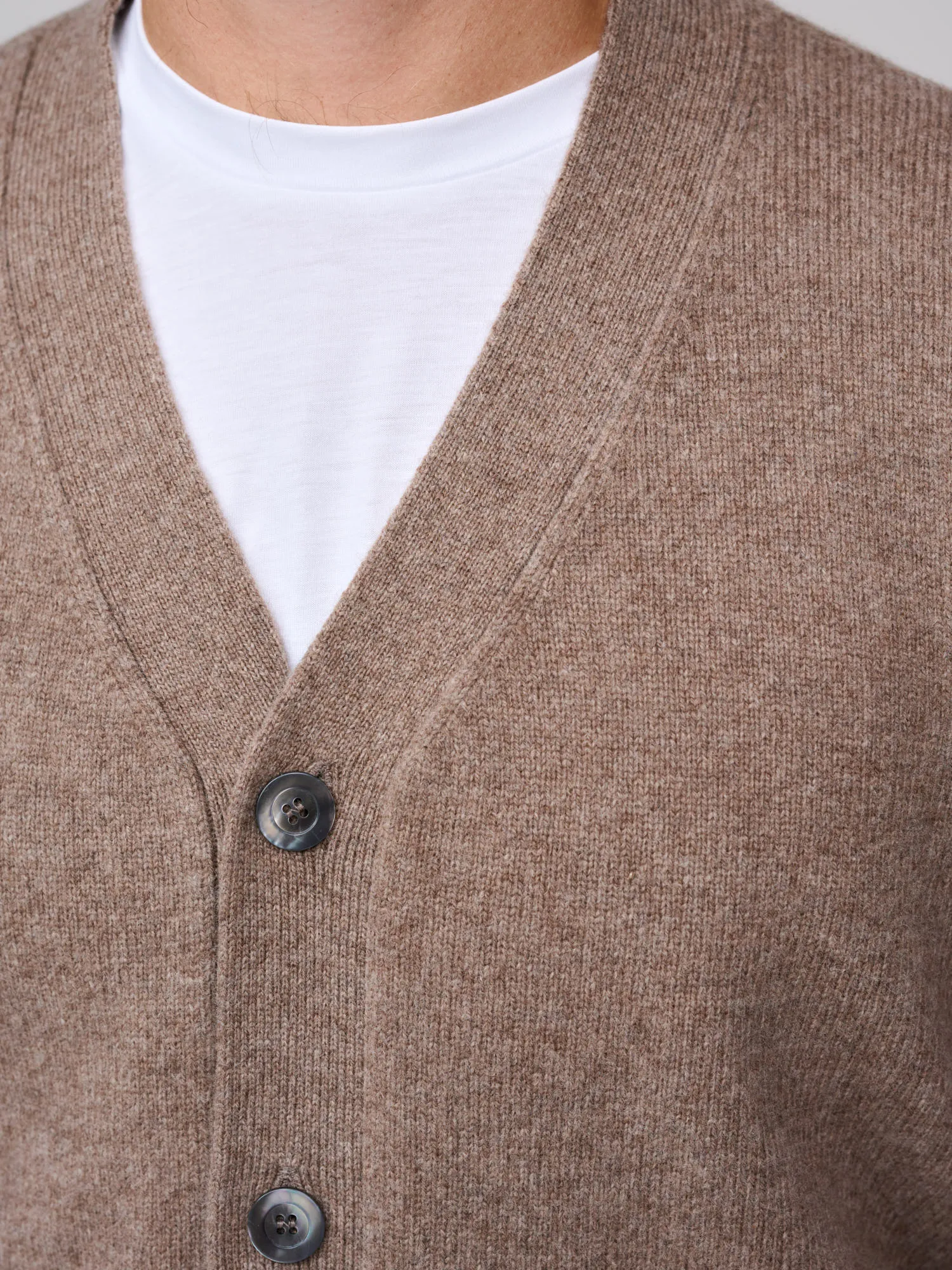 Lambswool Cardigan, Pale Brown
