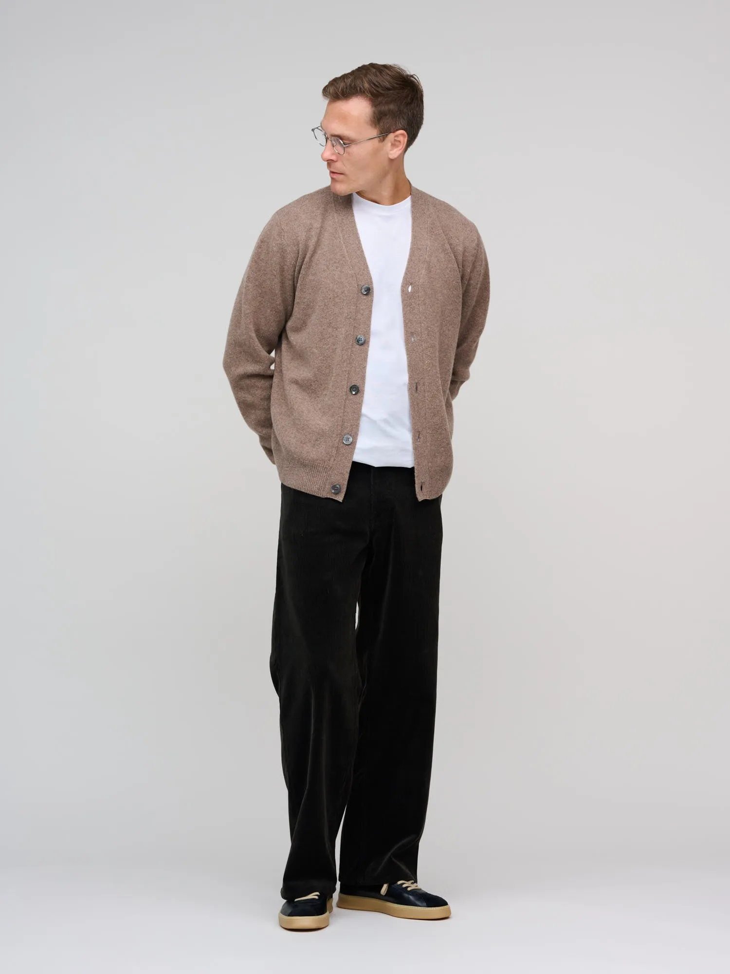 Lambswool Cardigan, Pale Brown