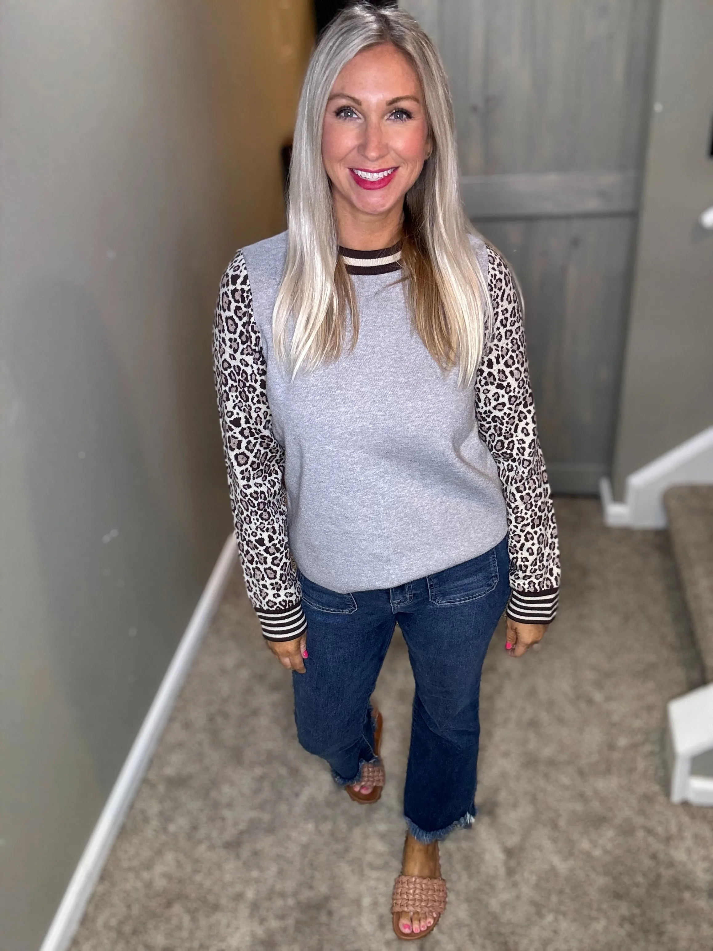 Leopard Sleeve Sweater
