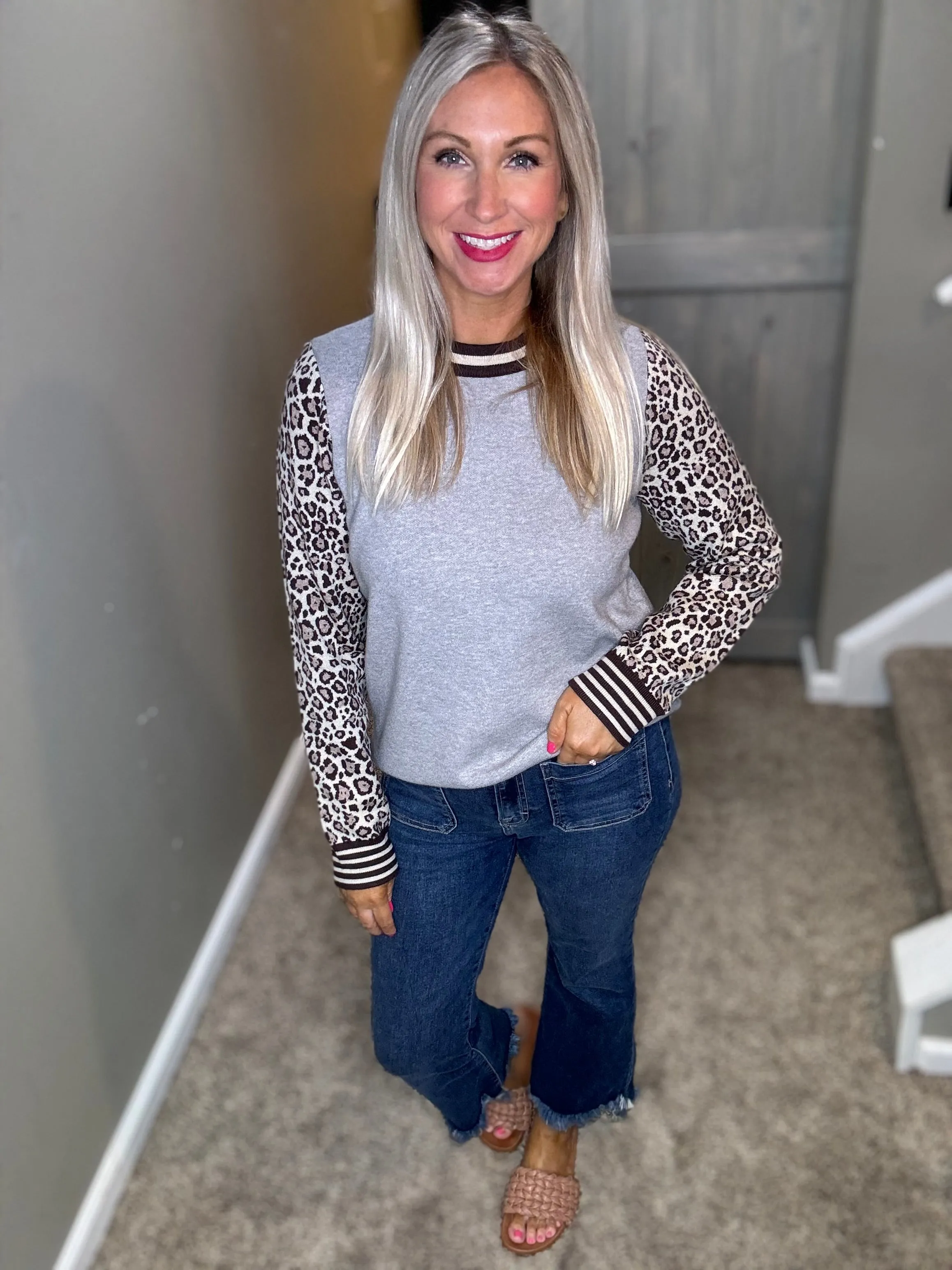 Leopard Sleeve Sweater