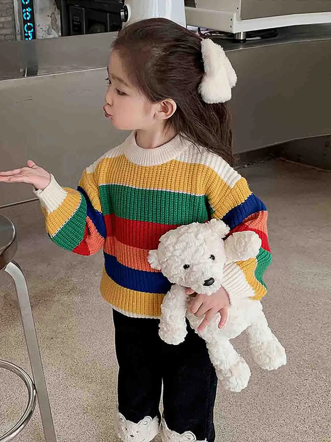 Little Surprise Box Multi Striped cardigan Sweater for Kids