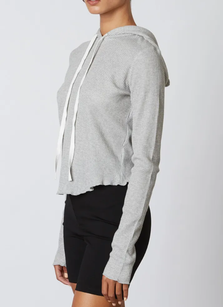 Long Sleeve Waffle Knit Hoodie