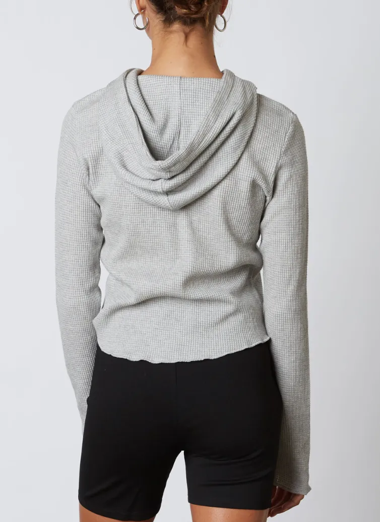 Long Sleeve Waffle Knit Hoodie