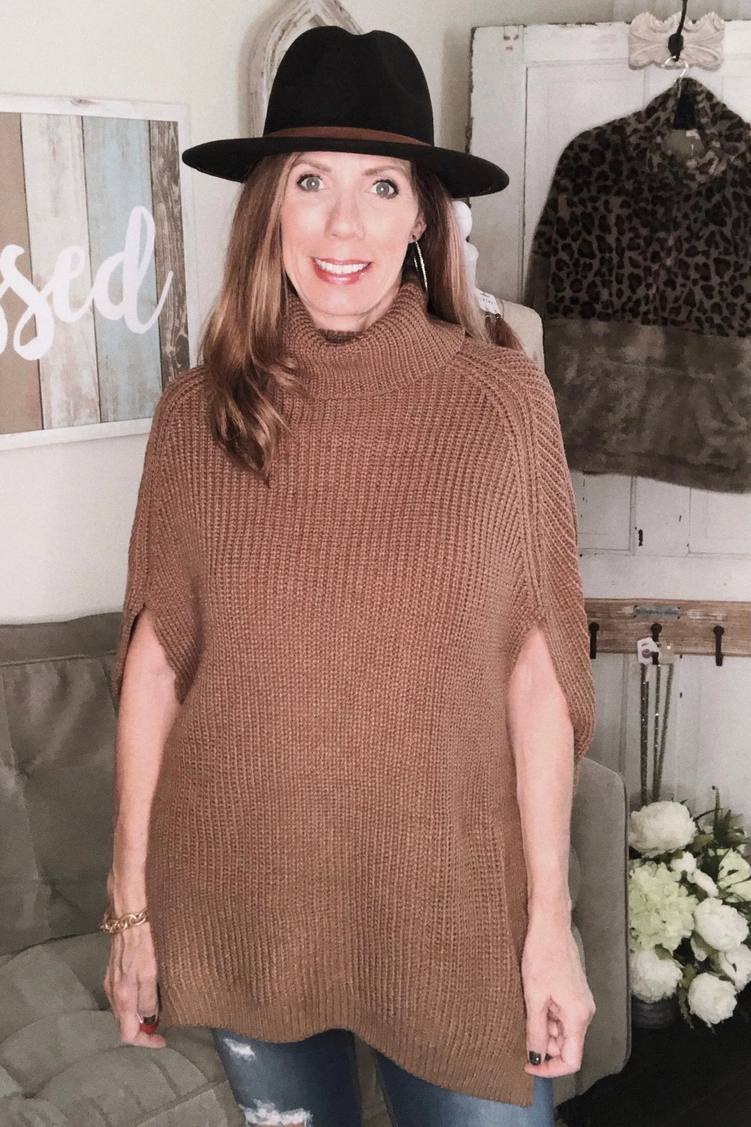 Madison Turtleneck Poncho Sweater