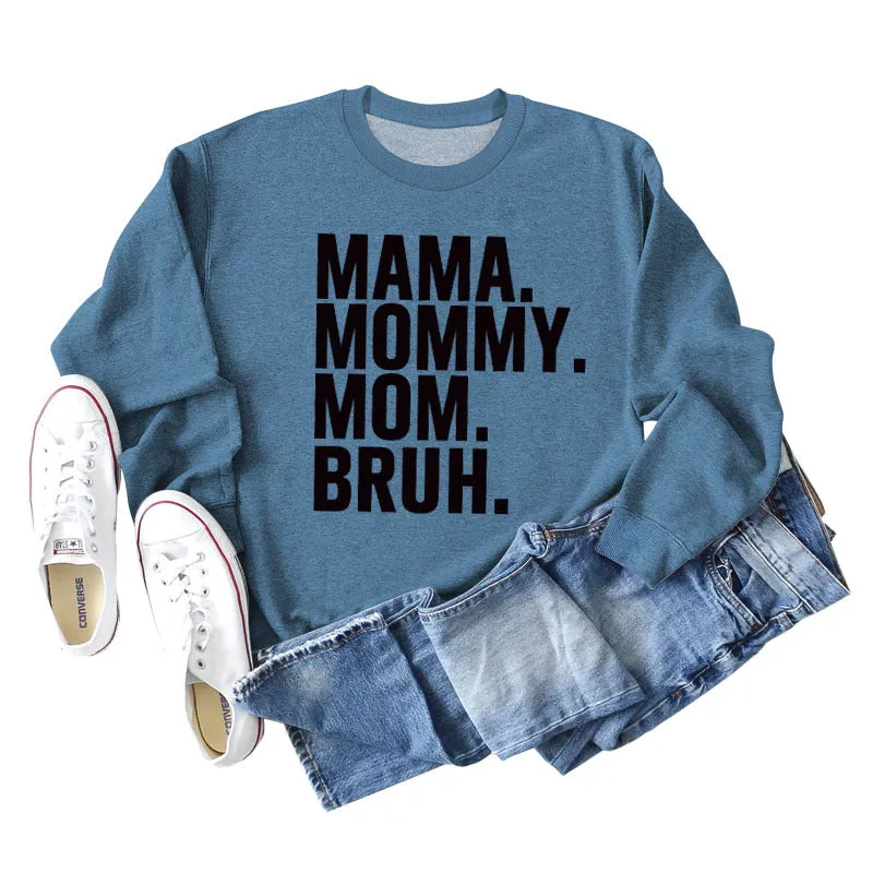 MAMA MOMMY MOM Fashion Letter New Long Sleeve Round Neck Sweater