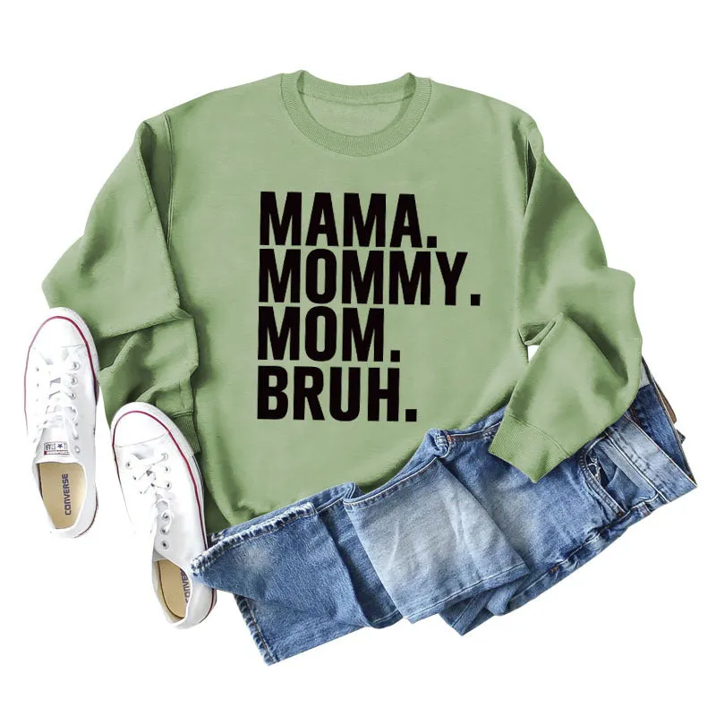 MAMA MOMMY MOM Fashion Letter New Long Sleeve Round Neck Sweater