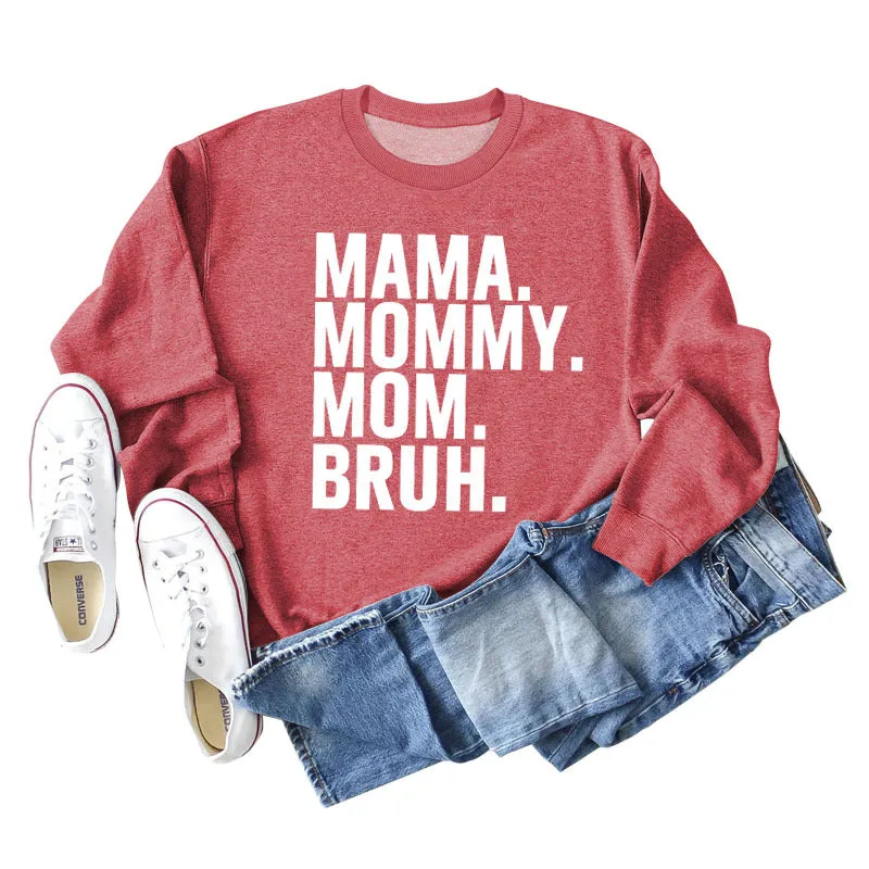 MAMA MOMMY MOM Fashion Letter New Long Sleeve Round Neck Sweater