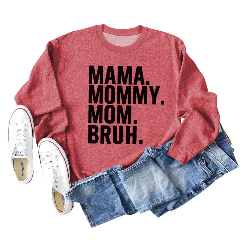 MAMA MOMMY MOM Fashion Letter New Long Sleeve Round Neck Sweater