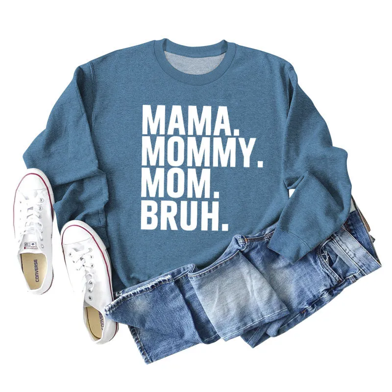MAMA MOMMY MOM Fashion Letter New Long Sleeve Round Neck Sweater