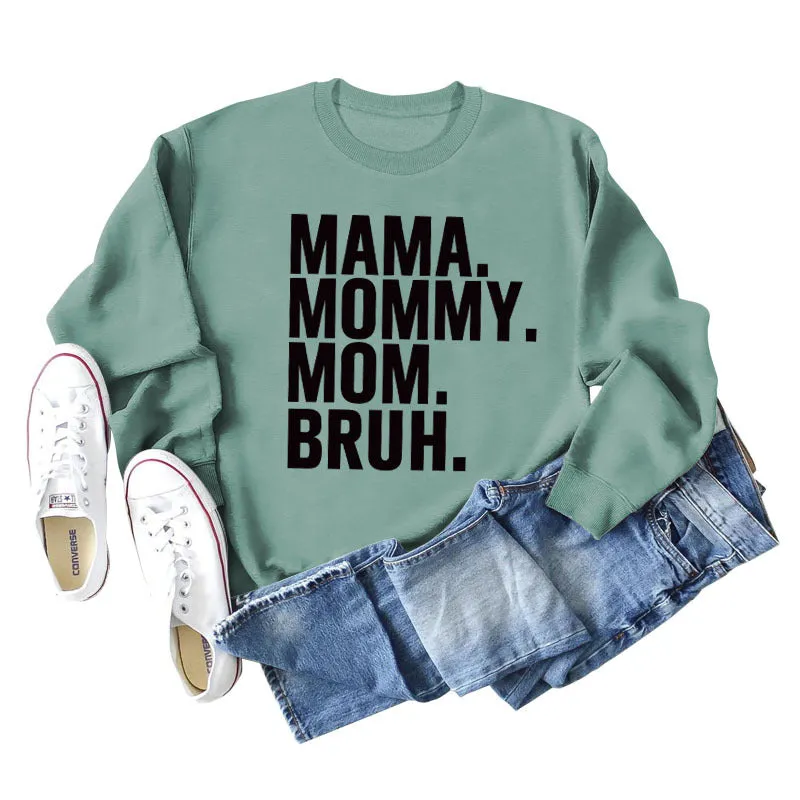 MAMA MOMMY MOM Fashion Letter New Long Sleeve Round Neck Sweater