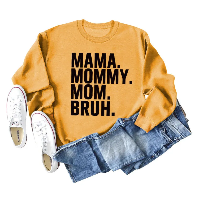 MAMA MOMMY MOM Fashion Letter New Long Sleeve Round Neck Sweater