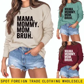 MAMA MOMMY MOM Fashion Letter New Long Sleeve Round Neck Sweater