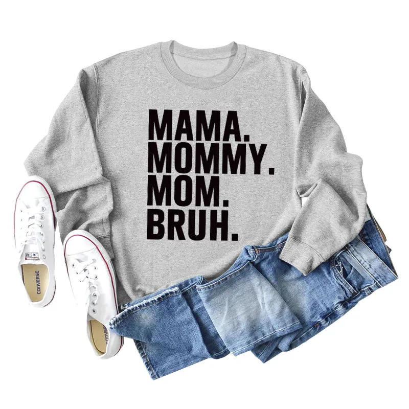 MAMA MOMMY MOM Fashion Letter New Long Sleeve Round Neck Sweater