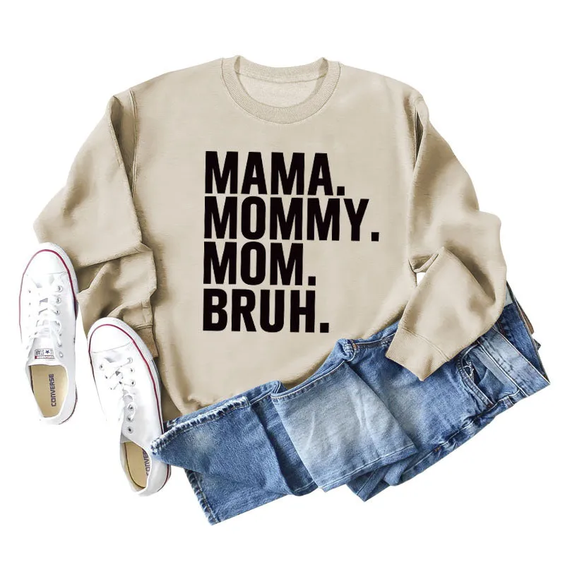 MAMA MOMMY MOM Fashion Letter New Long Sleeve Round Neck Sweater