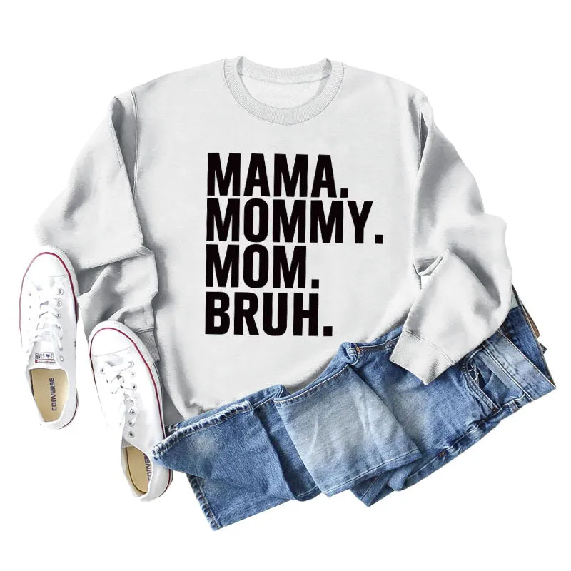 MAMA MOMMY MOM Fashion Letter New Long Sleeve Round Neck Sweater