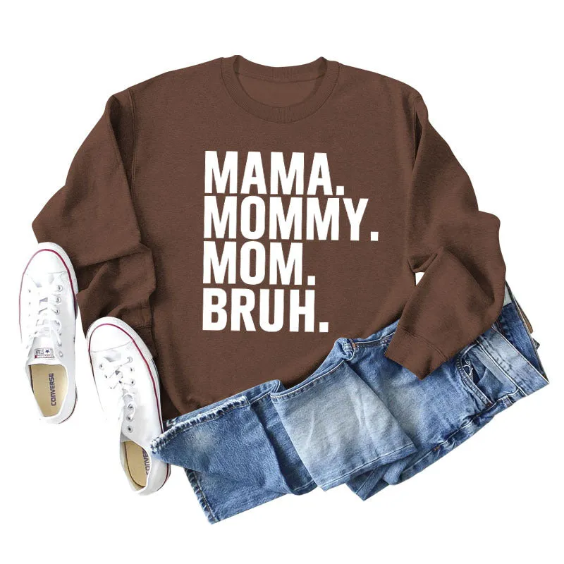 MAMA MOMMY MOM Fashion Letter New Long Sleeve Round Neck Sweater