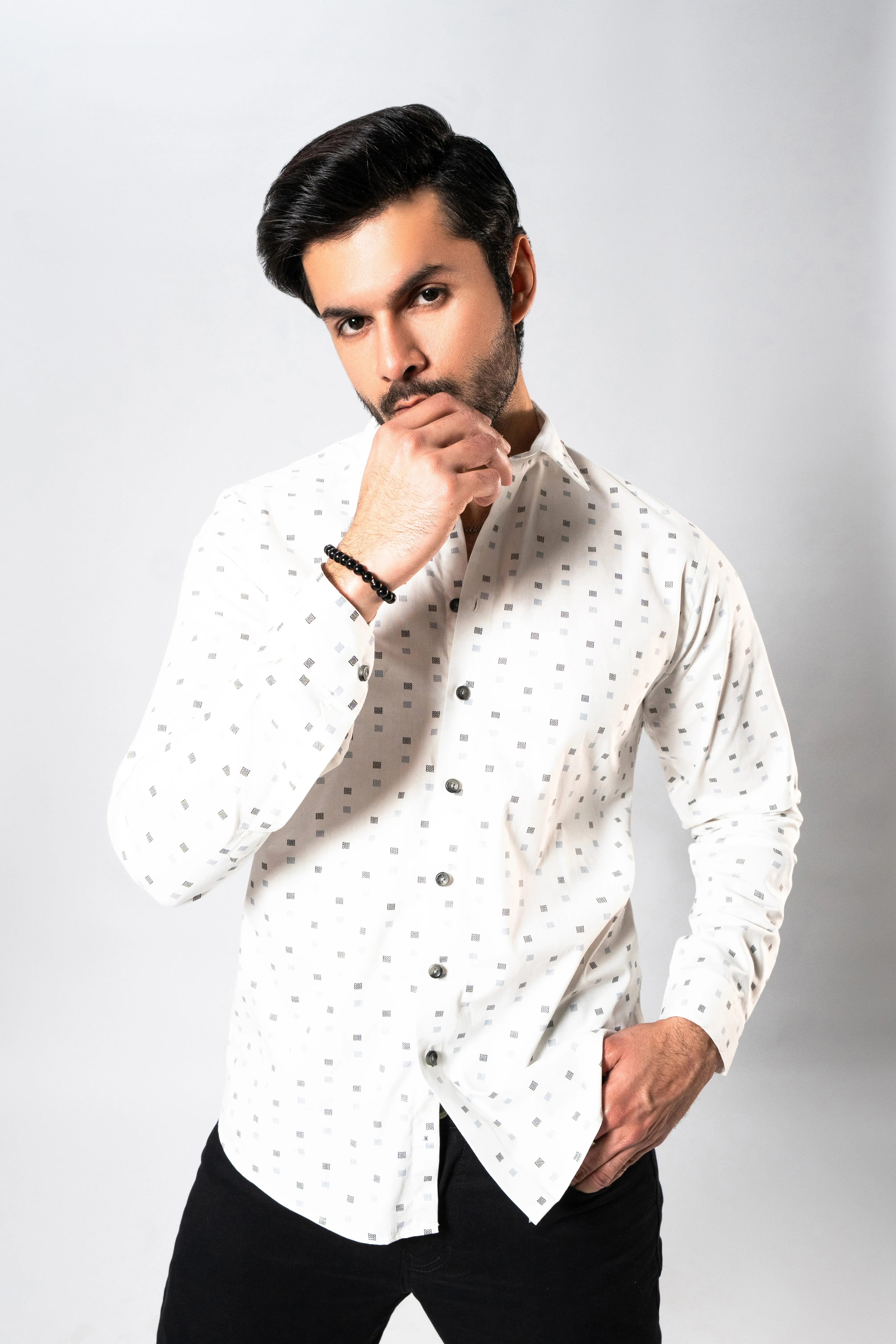 MEN OFF WHITE CASUAL SHIRT