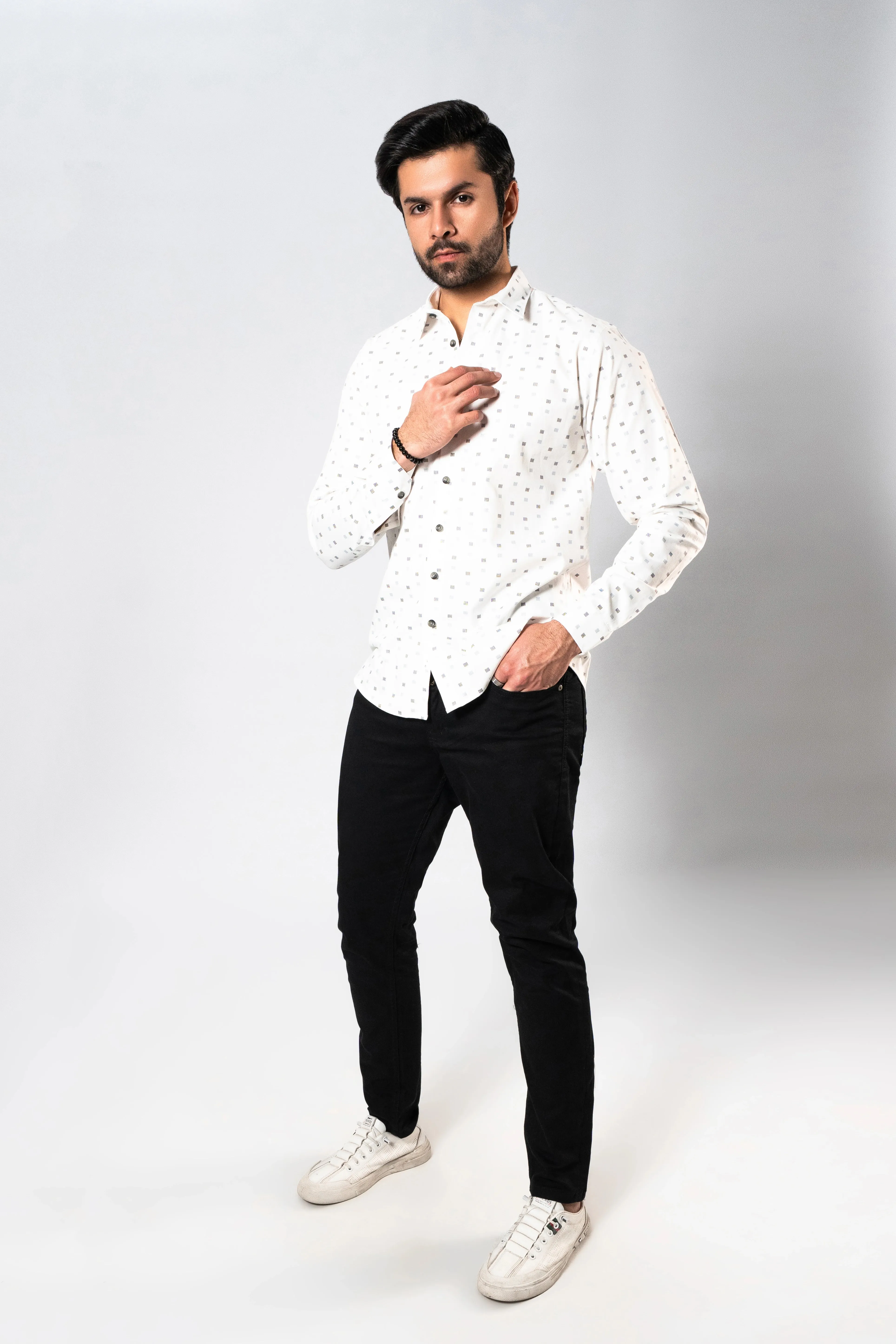 MEN OFF WHITE CASUAL SHIRT