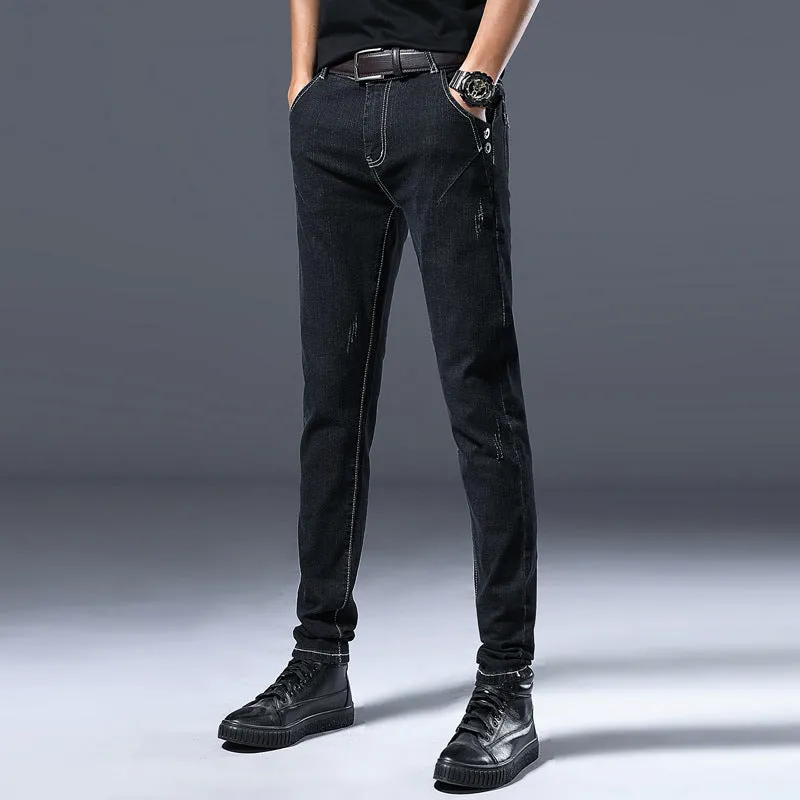Men Pencil Pants Casual Skinny Men's Jeans Long Trousers