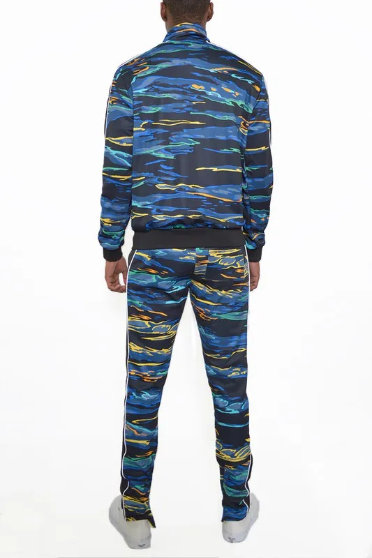 MENS PRINT FULL ZIP TRACK SUIT SET