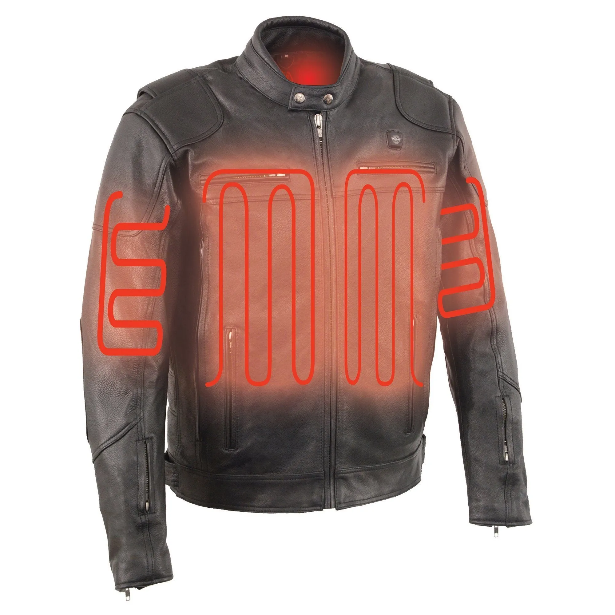 Milwaukee Leather-MLM1513SET-Men's Vented Scooter Jacket w/ Heated Technology and Battery Pack Included
