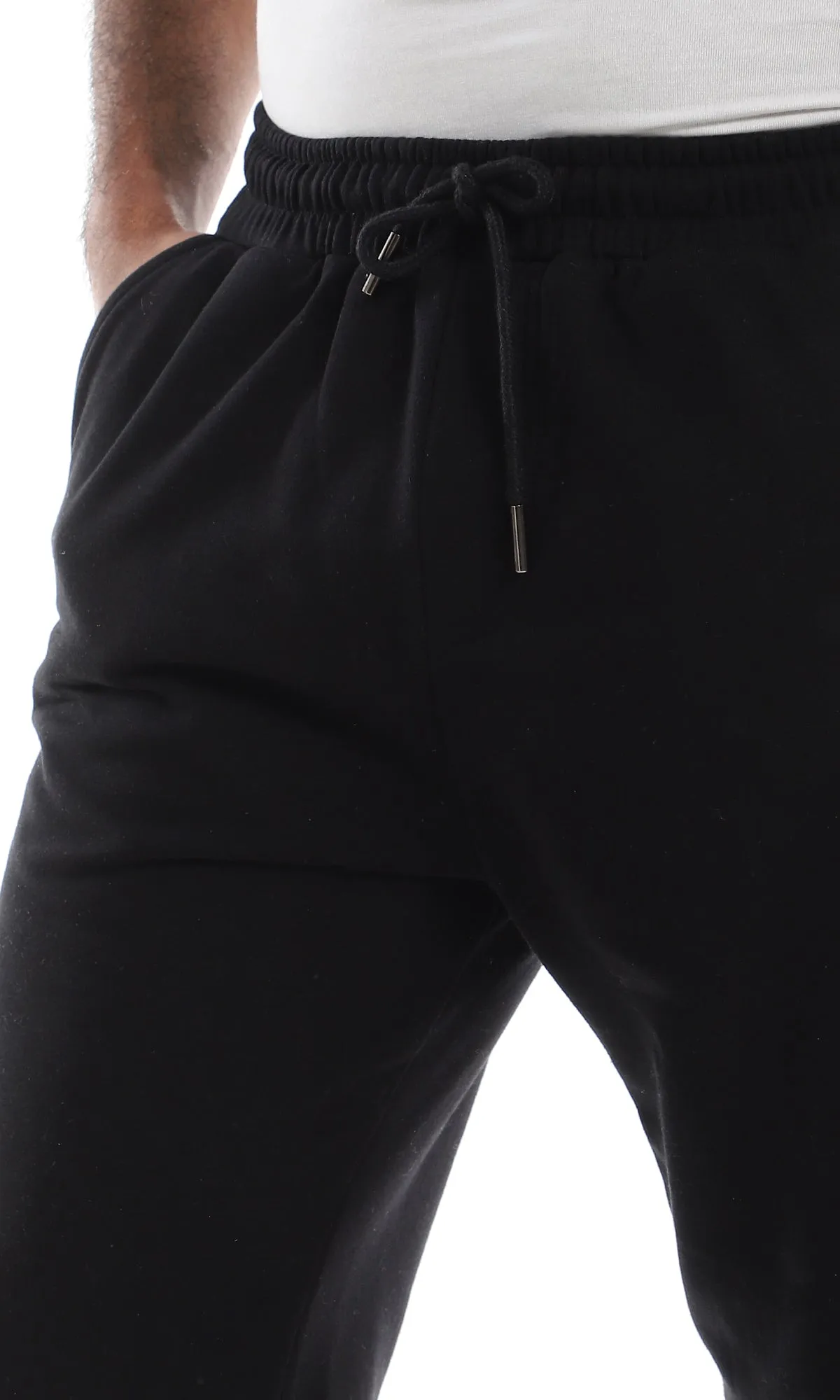 O162601 Practical 3 Pockets Cotton Black Sweatpants