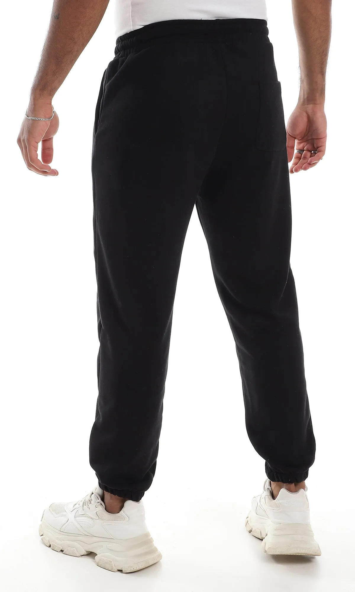 O162601 Practical 3 Pockets Cotton Black Sweatpants