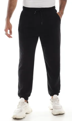 O162601 Practical 3 Pockets Cotton Black Sweatpants