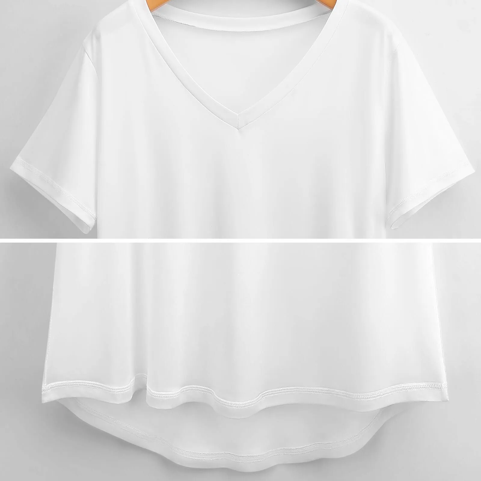 #Plus Size T-shirt-Custom Face Seamless Boyfriend Plus Size V Neck T-shirt for Her Design Your Own Shirt Gift